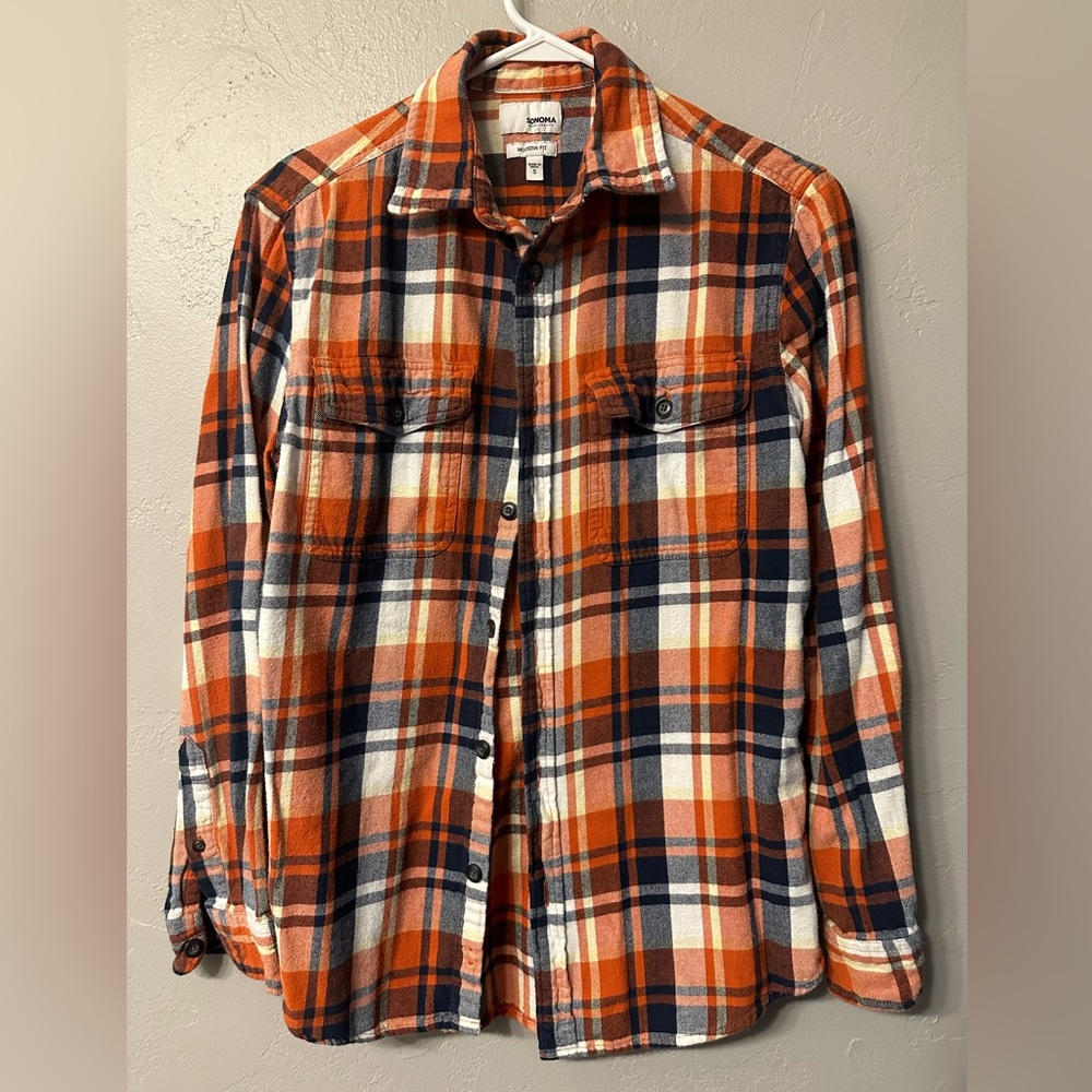 Sonoma Modern Fit Small Button Down Flannel Shirt